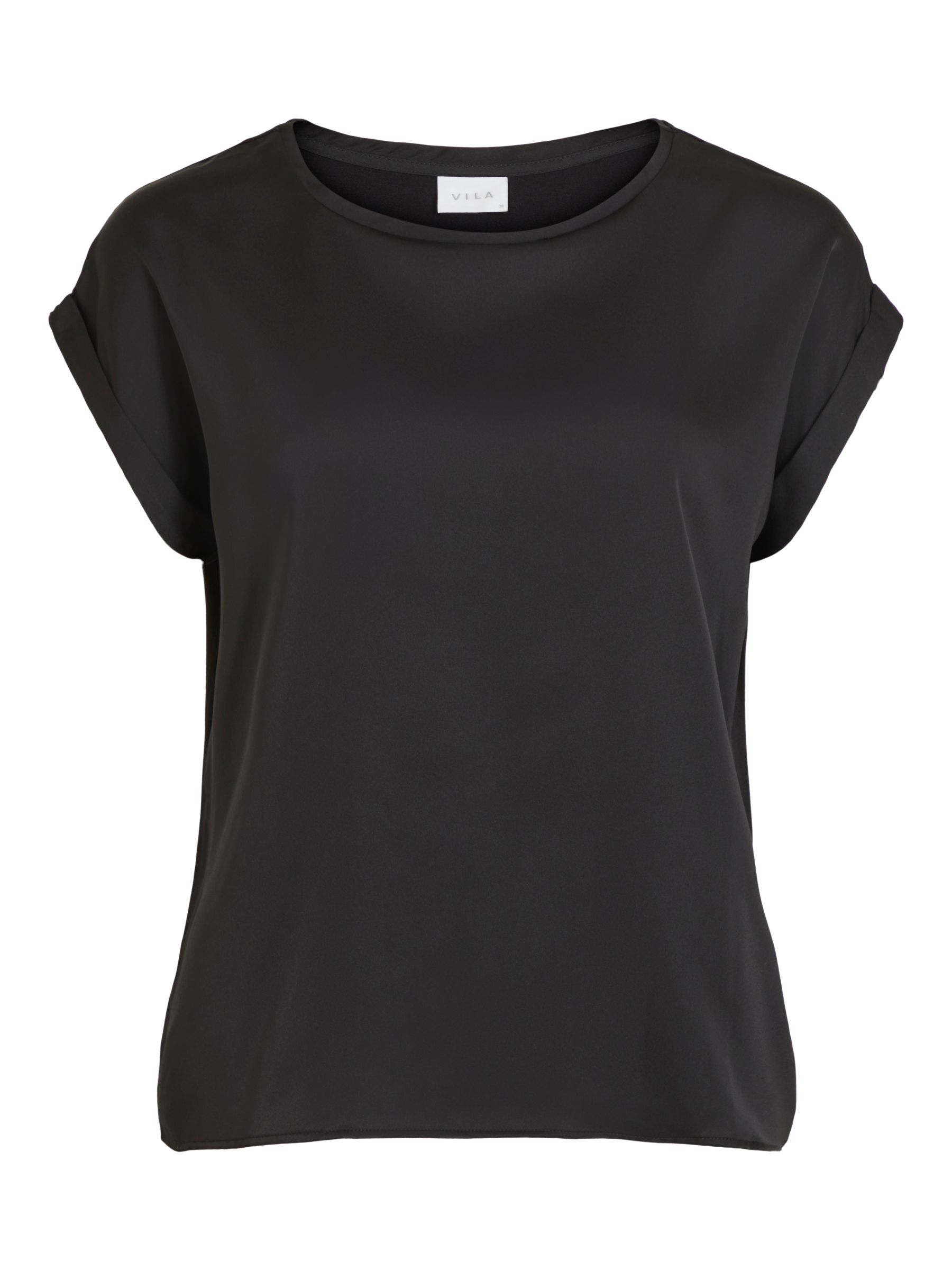 VIELLETTE S/S SATIN TOP BLACK