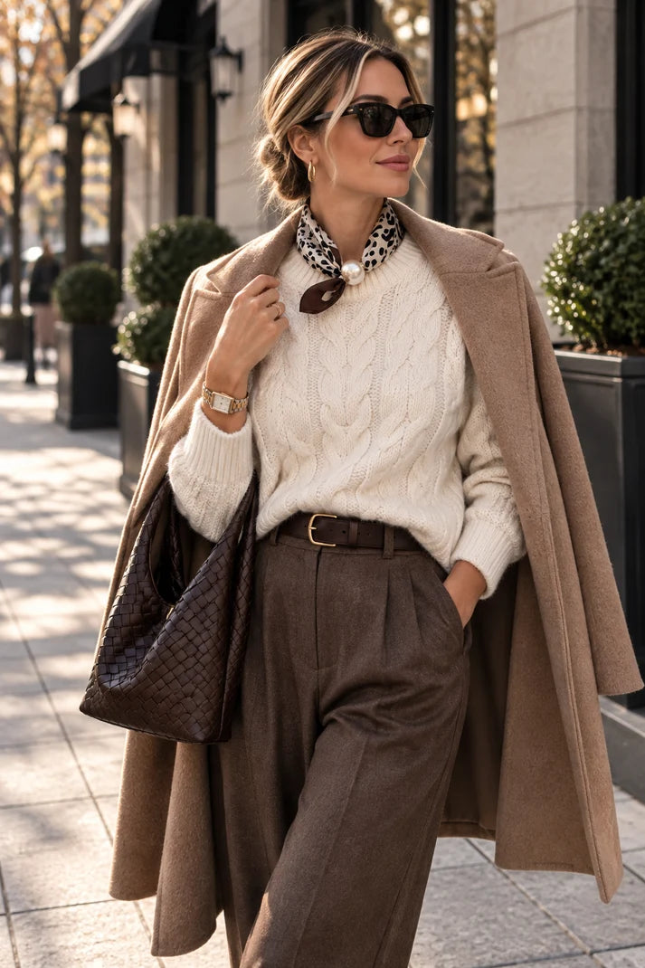 Magnetic Scarf Leopard Brown Top
