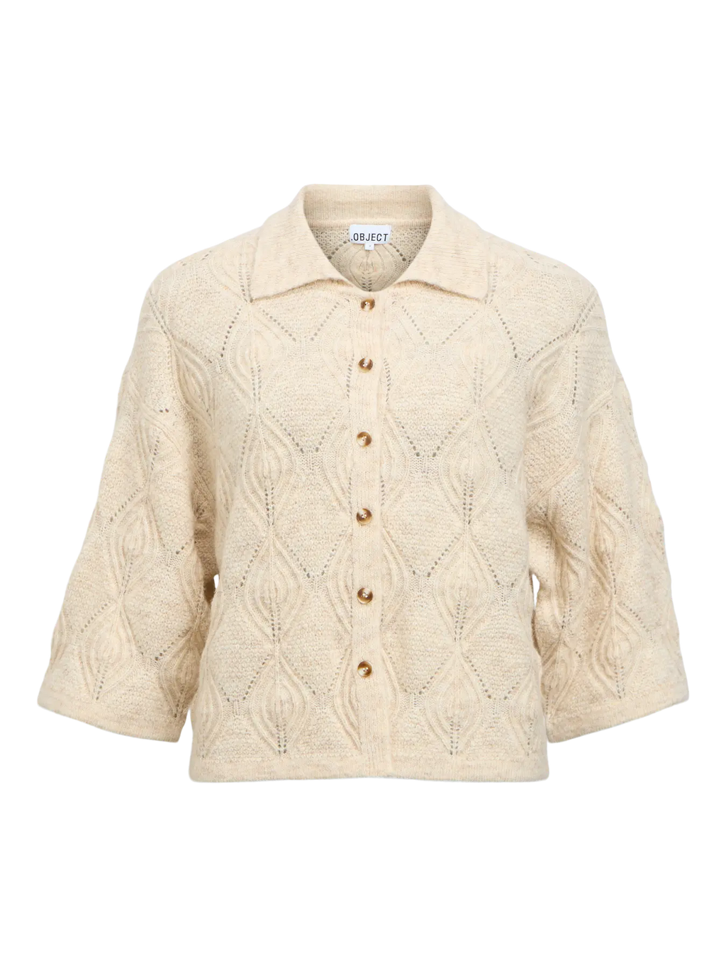 OBJKAISA FLORA 3/4 KNIT CARDIGAN BIRCH MELANGE