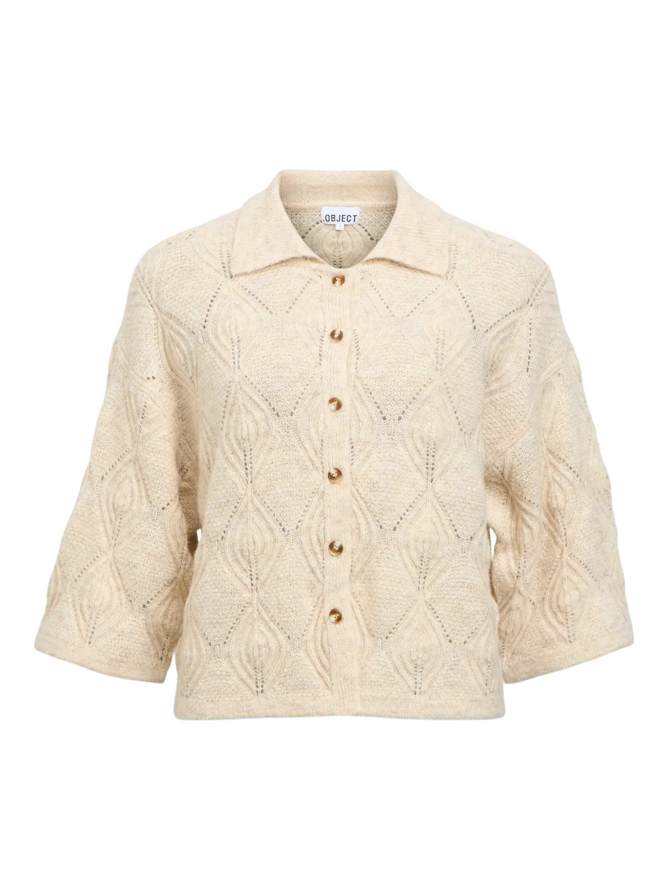 OBJKAISA FLORA 3/4 KNIT CARDIGAN BIRCH MELANGE