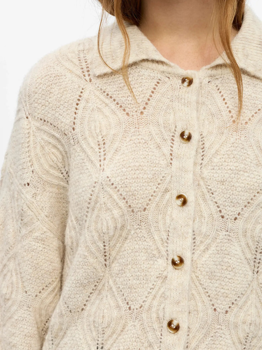 OBJKAISA FLORA 3/4 KNIT CARDIGAN BIRCH MELANGE