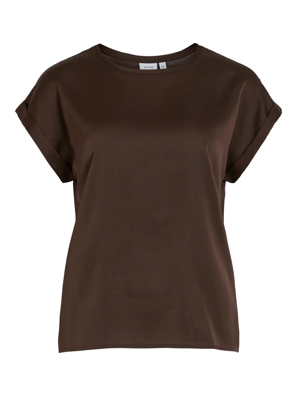 VIELLETTE S/S SATIN TOP COFFEE BEAN