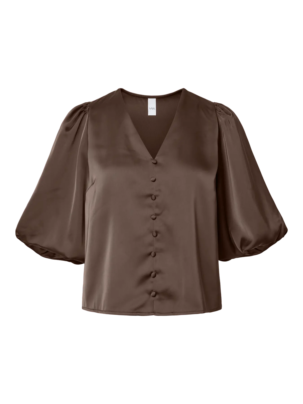 YASPELLA 2/4 V-NECK TOP CHOCOLATE BROWN