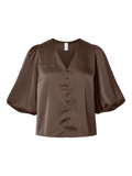 YASPELLA 2/4 V-NECK TOP CHOCOLATE BROWN