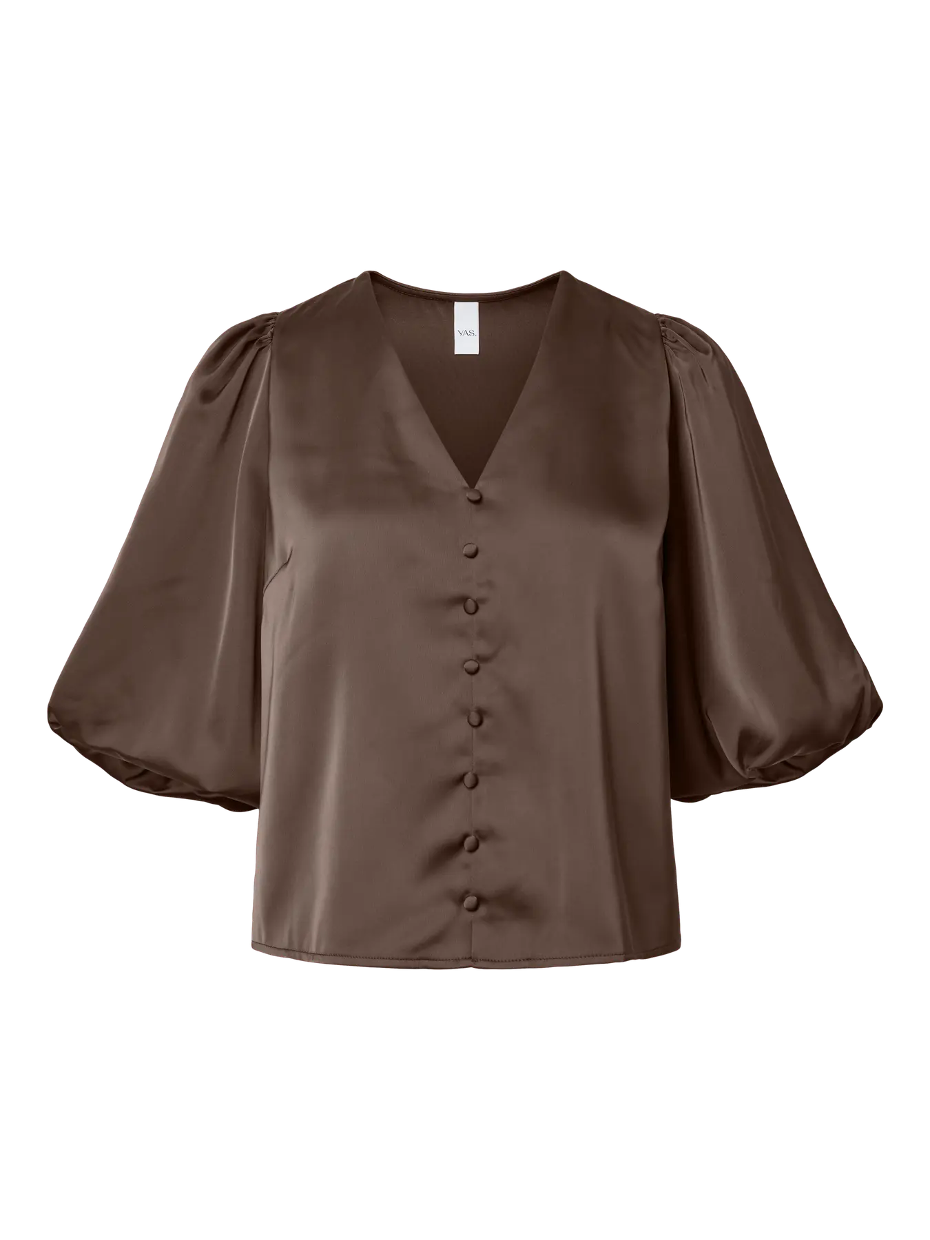 YASPELLA 2/4 V-NECK TOP CHOCOLATE BROWN