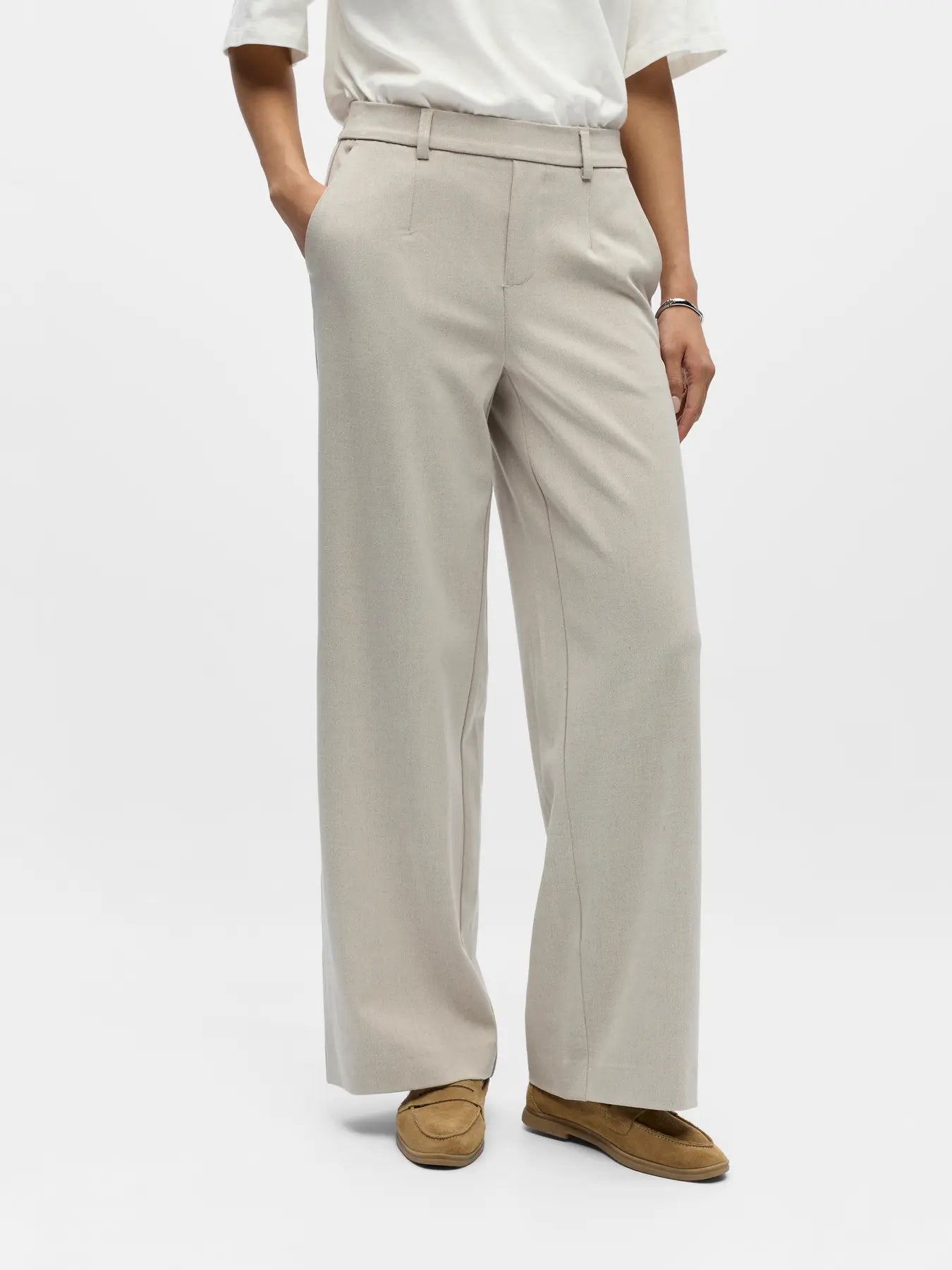 OBJLISA WIDE PANT HUMUS MELANGE