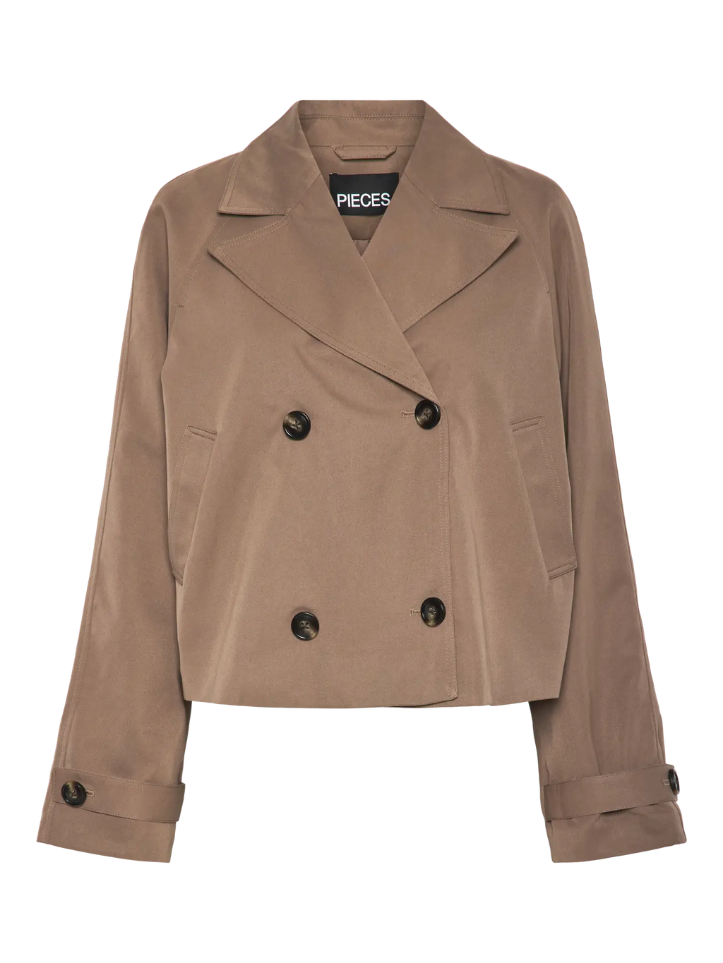 PCSCARLETT LS SHORT TRENCHCOAT BROWN LENTIL