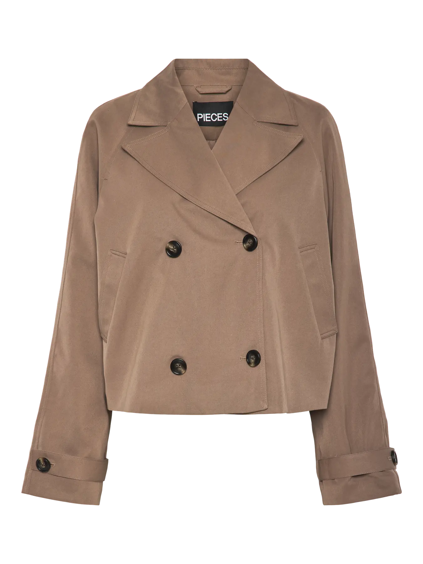 PCSCARLETT LS SHORT TRENCHCOAT BROWN LENTIL