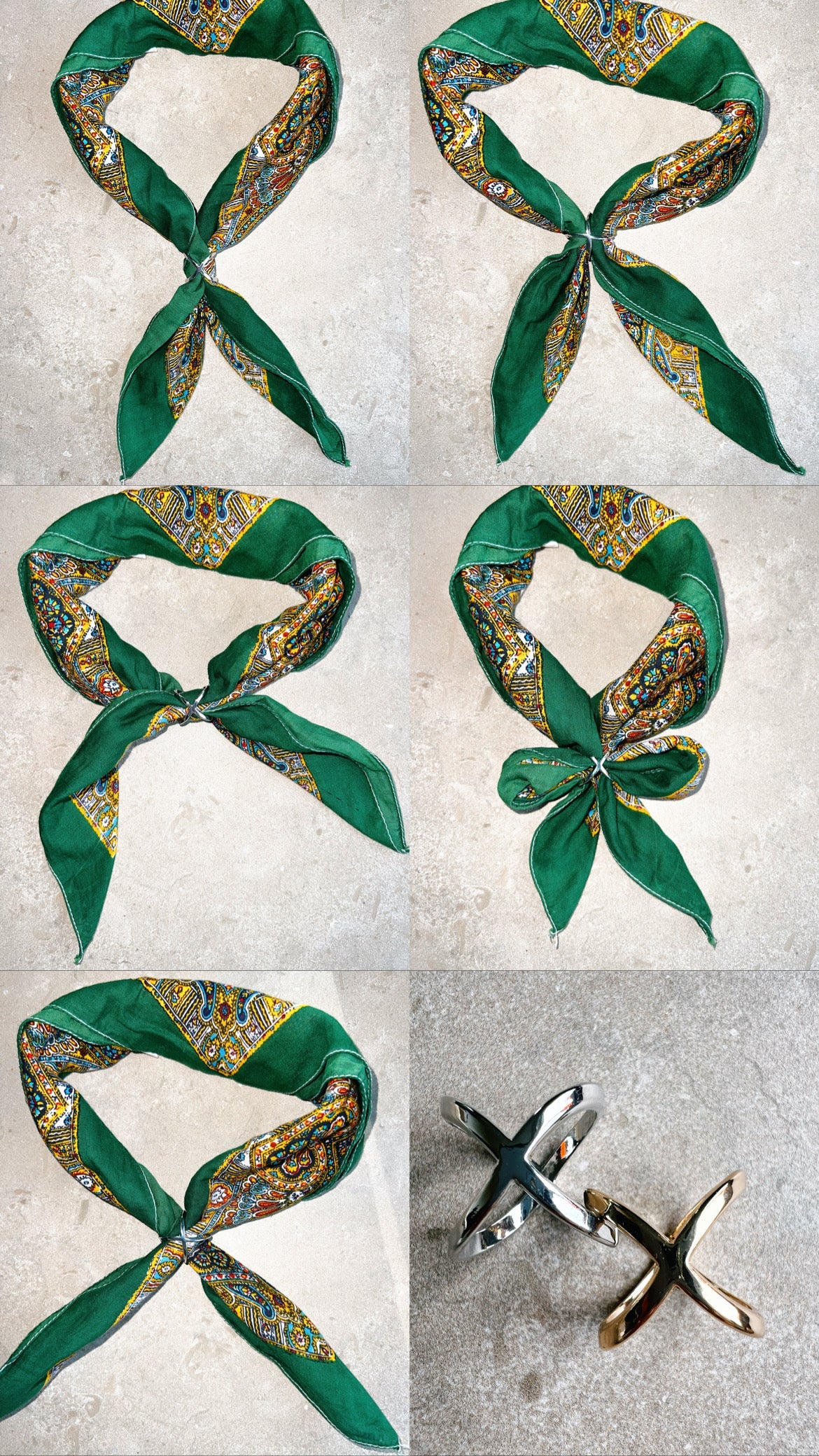 SCARF RING CROSS SILVER/GULD