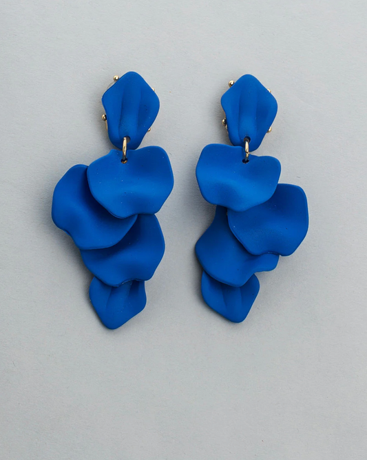 LEAF EARRINGS STRONG BLUE