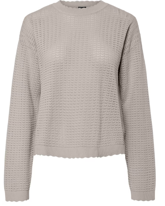 PCSCOUT LS O-NECK KNIT BEIGE