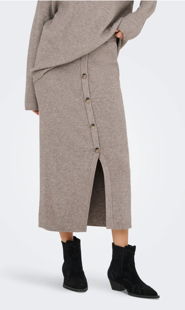 ONLIBI RIB BUTTON SKIRT BEIGE