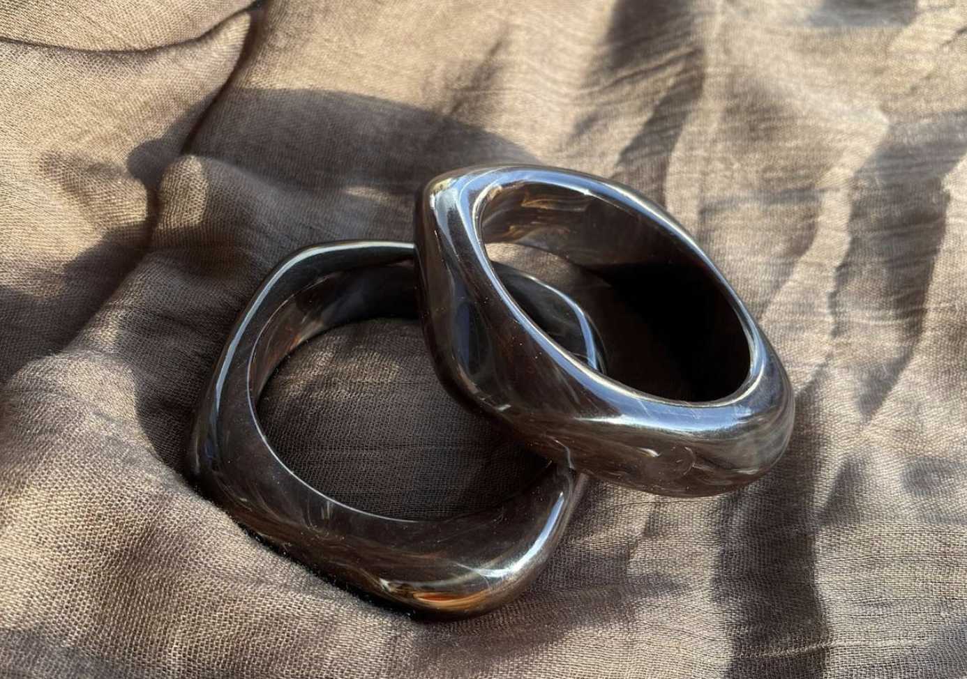 BIG SQUARE BRACELET DARK BROWN