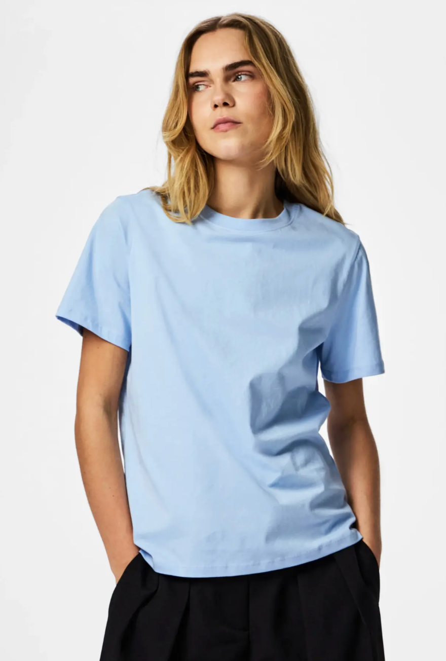 PCRIA SS SOLID TEE CASHMERE BLUE