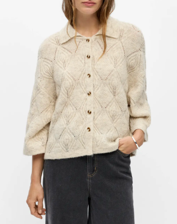 OBJKAISA FLORA 3/4 KNIT CARDIGAN BIRCH MELANGE