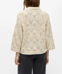 OBJKAISA FLORA 3/4 KNIT CARDIGAN BIRCH MELANGE