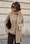 EMMA- striped oversized knit with scarf- RY616