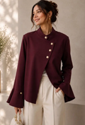 MAJA- Asymmetric collar button jacket