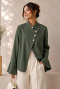 MAJA- Asymmetric collar button jacket
