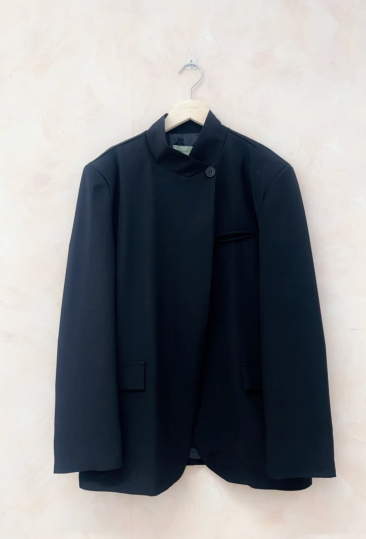 LUMINE - High-collar blazer- Black