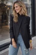 LUMINE - High-collar blazer- Black