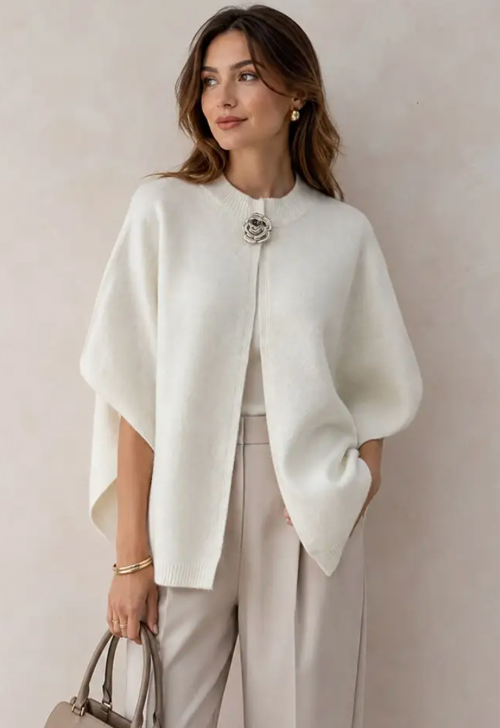 AMANDA- Cape vest with brooch