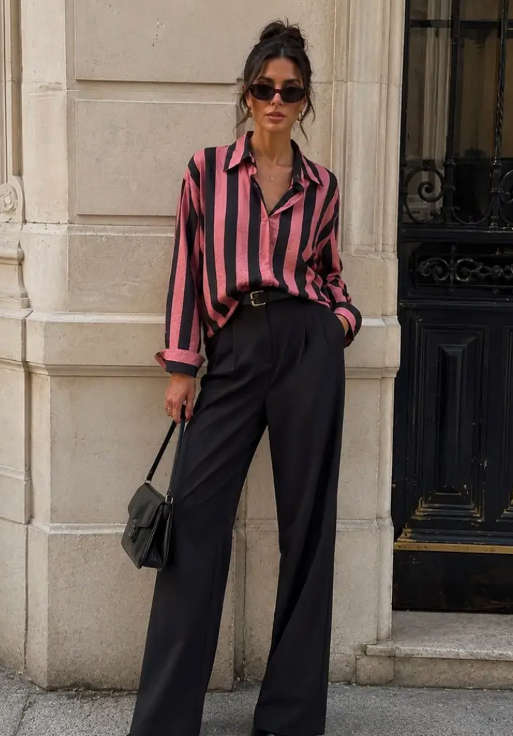 ANNIKA- Oversized shirt with stripes