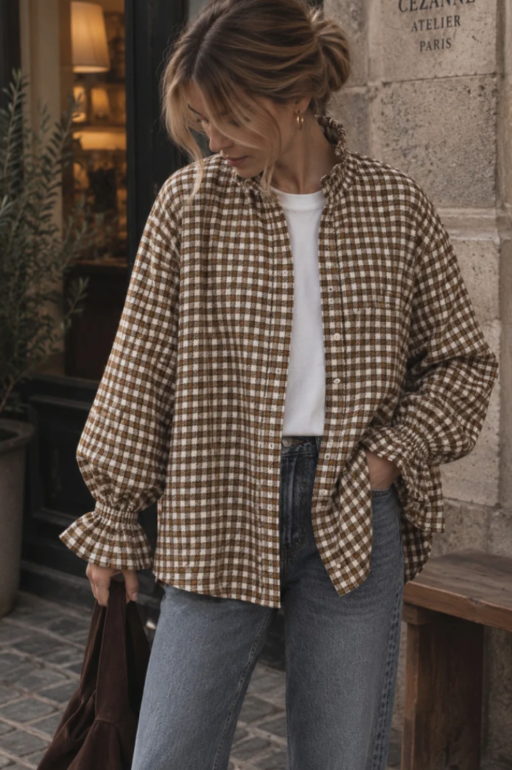 SOFIE rutig blus onesize