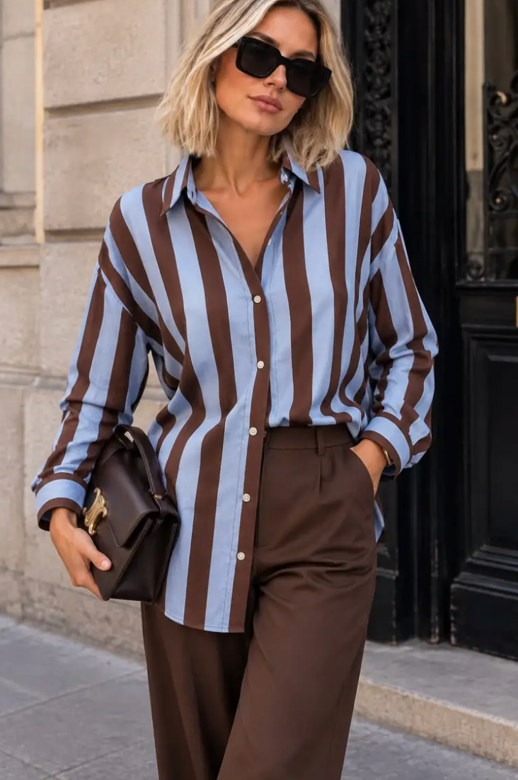 Sara- oversized shirt with wide stripes