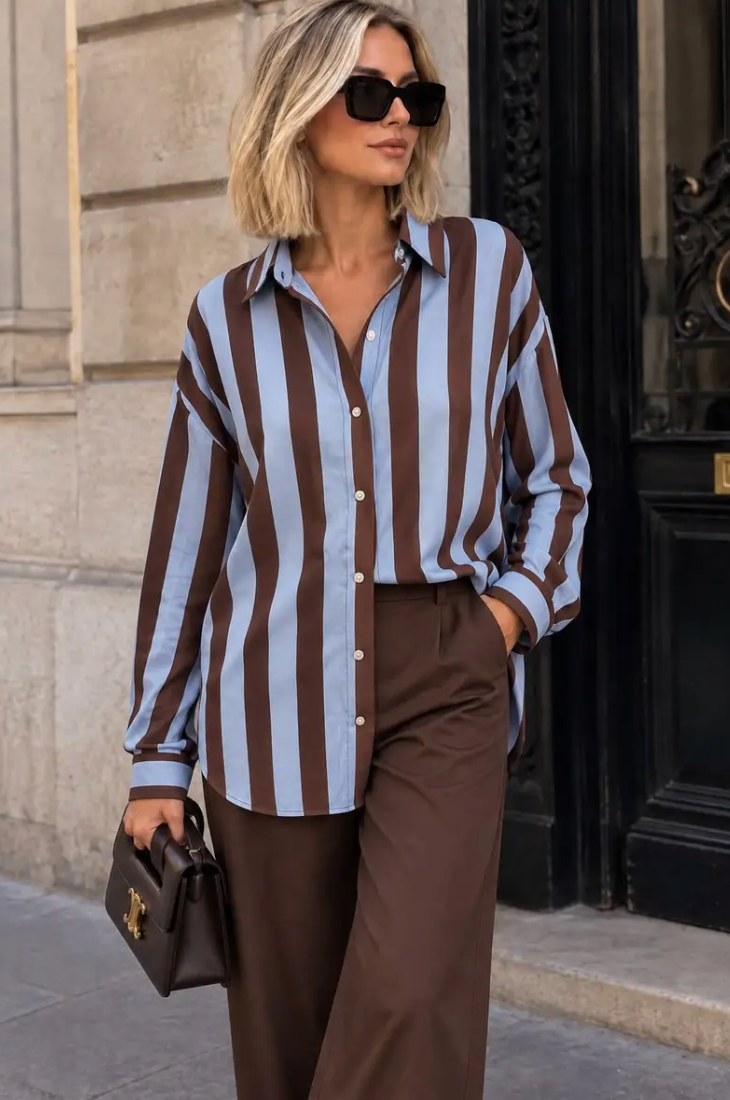 Sara- oversized shirt with wide stripes