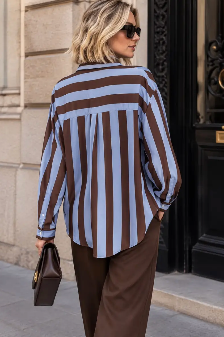 Sara- oversized shirt with wide stripes