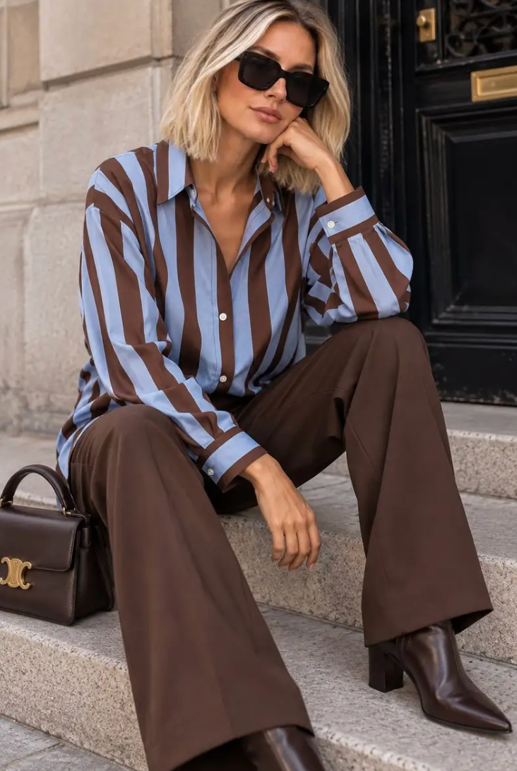 Sara- oversized shirt with wide stripes