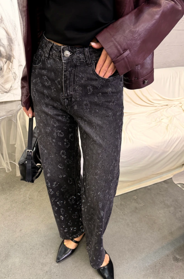 CHARLIE-Full Strass Straight Fit Jeans