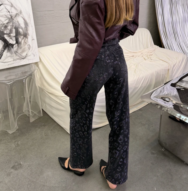 CHARLIE-Full Strass Straight Fit Jeans