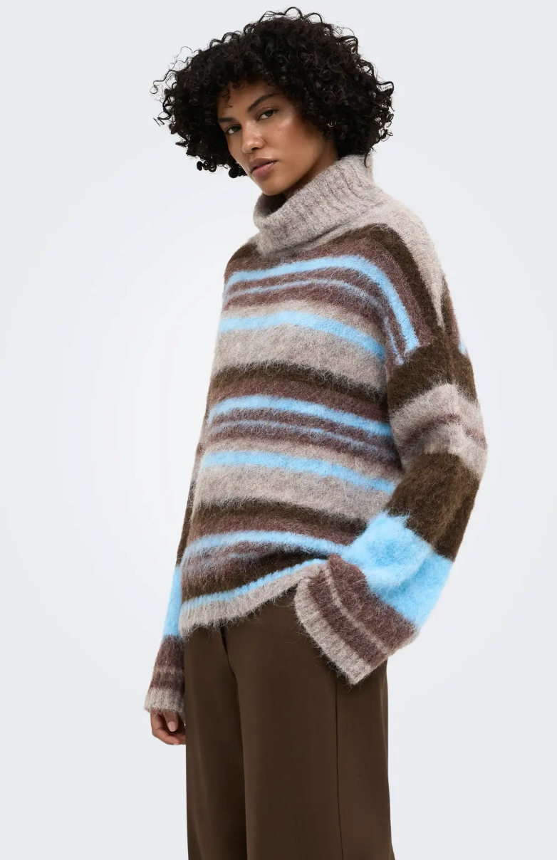 ONLPERIL LS ROLLNECK KNIT- blå/brun