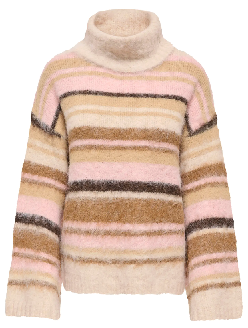 ONLPERIL LS ROLLNECK KNIT- Rosa/beige