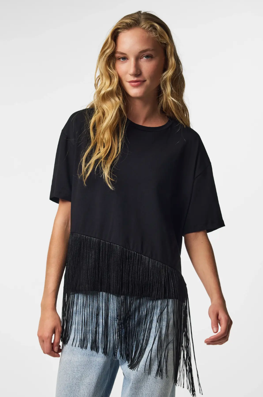 PCOLLIE SS O-NECK FRILLS T-SHIRT
