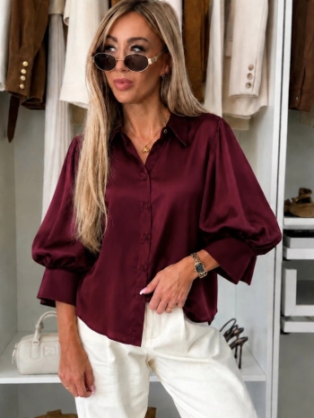 JULIE - Satin silk blouse plum