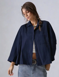 MARIA - Navy Oversized shirt with balloon sleeves 949