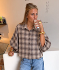 ISA-BEIGE plaid shirt