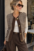 TEDDY brun -Vest with Stripes & Jewel Buttons