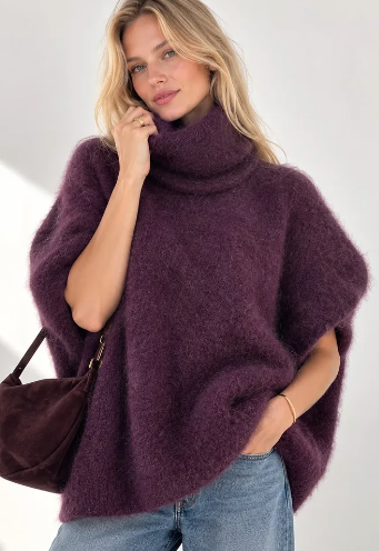 MOHAIR PLUM - 80% Kid Mohair Turtleneck Sweater