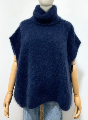 MOHAIR NAVY - 80% Kid Mohair Turtleneck Sweater