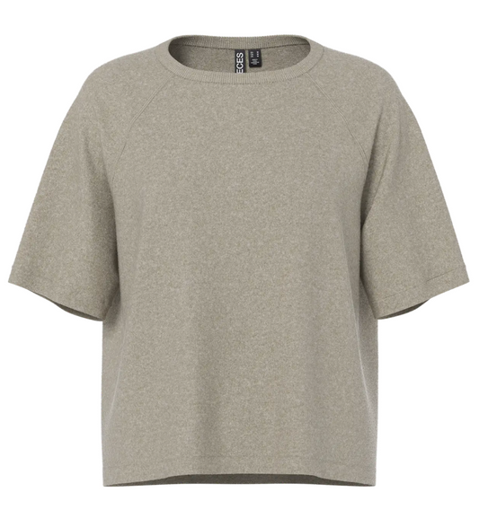 PCBREE SS O-NECK KNIT BEIGE