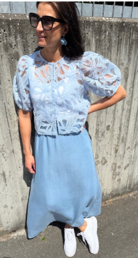 OBJROSE 2/4 RE SHIRT BLUE