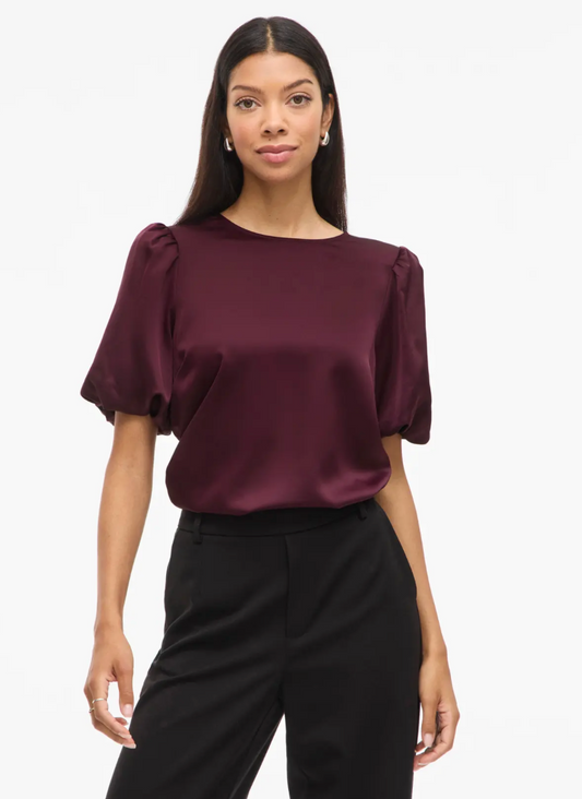 VIELLETTE 2/4 SATIN PUFF TOP FIG