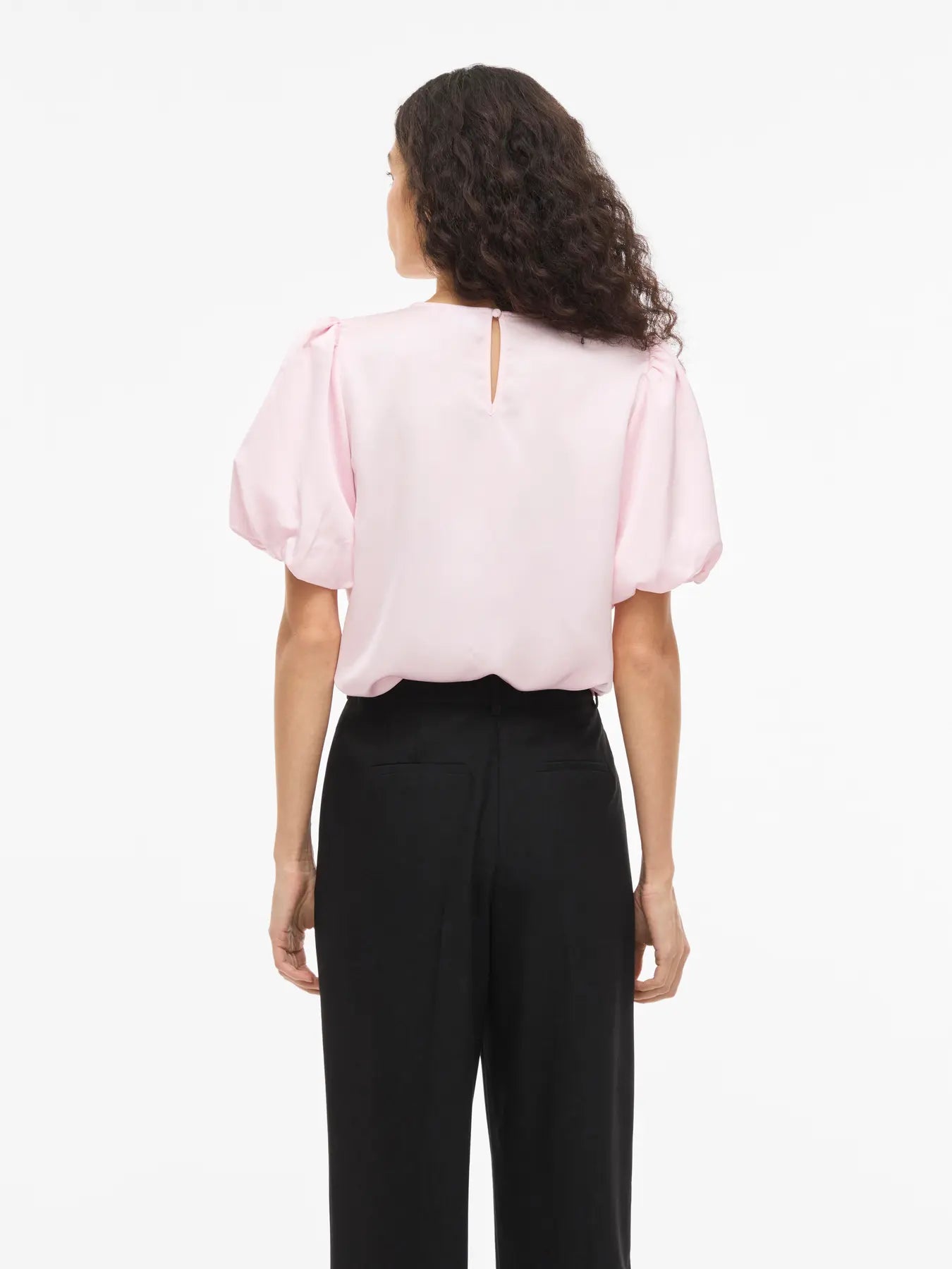 VIELLETTE 2/4 SATIN PUFF TOP LIGHT PINK