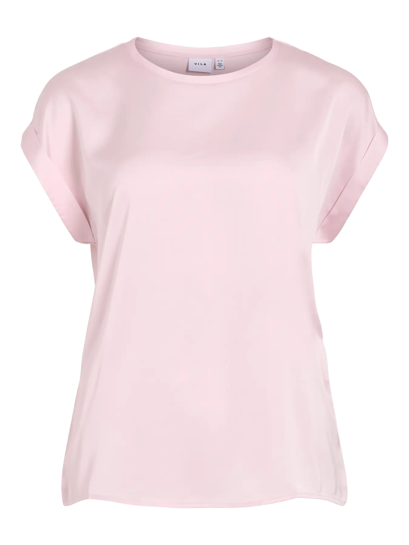 VIELLETTE S/S SATIN TOP LIGHT PINK