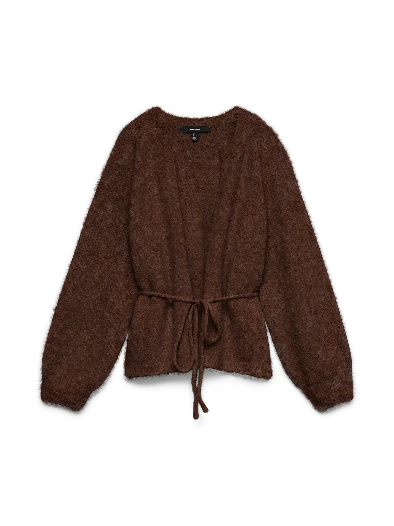 VMBERRY LS O-NECK TIE CARDIGAN COCOA BROWN