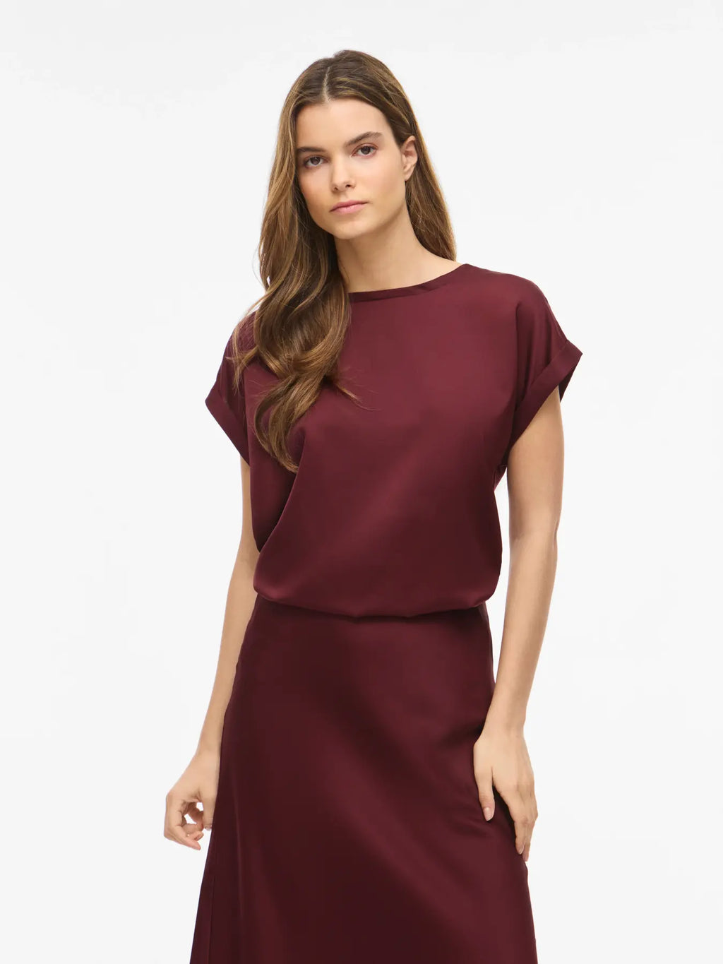 VIELLETTE S/S SATIN TOP- PORT ROYAL